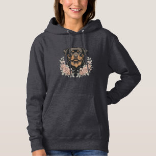 Vintage-Rottweiler-Blumenportrait-Shirt-Design_1 Hoodie