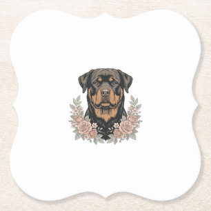 Vintage-Rottweiler-Blumenportrait-Shirt-Design_1 Untersetzer