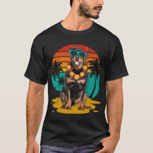 Vintage-Rottweiler-Hund mit Sonnenbrille Hawaii S T-Shirt