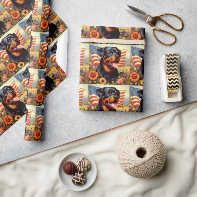 Vintage Rottweiler-Malerei Geschenkpapier (Kunsthandwerk)