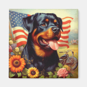 Vintage Rottweiler-Malerei Magnet