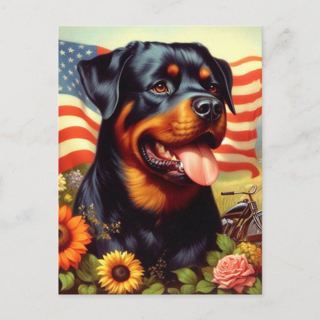 Vintage Rottweiler-Malerei Postkarte (Vorderseite)