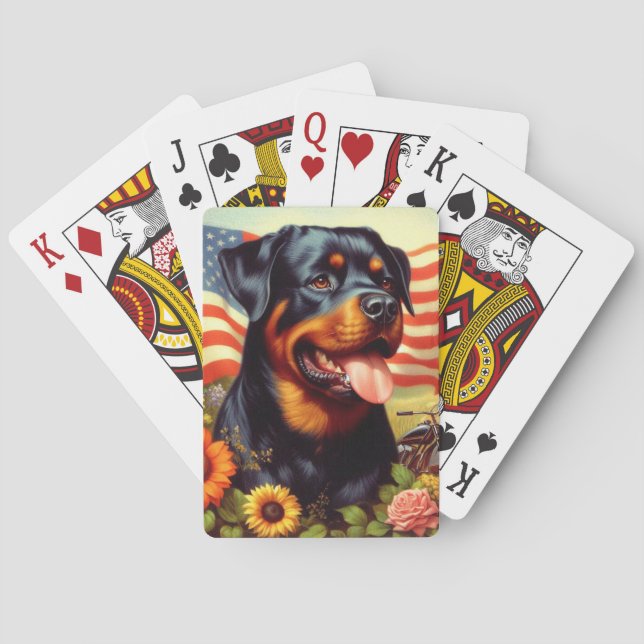 Vintage Rottweiler-Malerei Spielkarten (Rückseite)