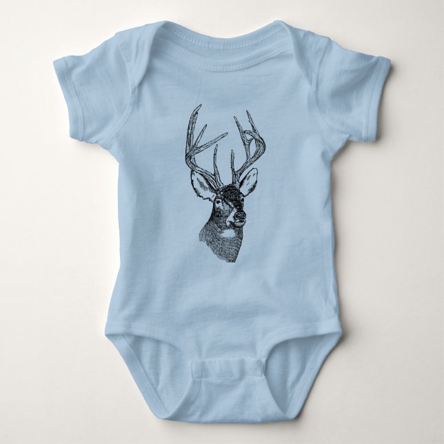 Vintage Rotwildkunstgraphik Baby Strampler (Vorderseite)