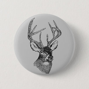 Vintage Rotwildkunstgraphik Button