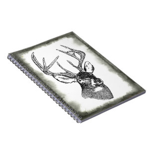 Vintage Rotwildkunstgraphik Notizblock