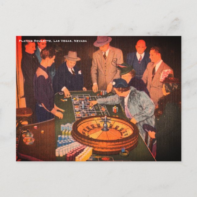 Vintage Roulette Szene, Las Vegas, Nevada Postkarte (Vorderseite)