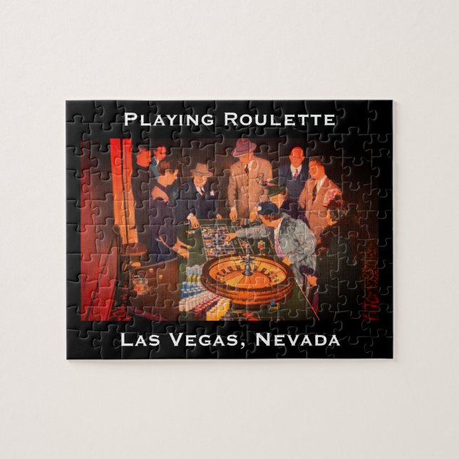 Vintage Roulette Szene, Las Vegas, Nevada Puzzle (Horizontal)