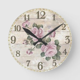 Vintage Round (Large) Wall Clock/Roses Runde Wanduhr