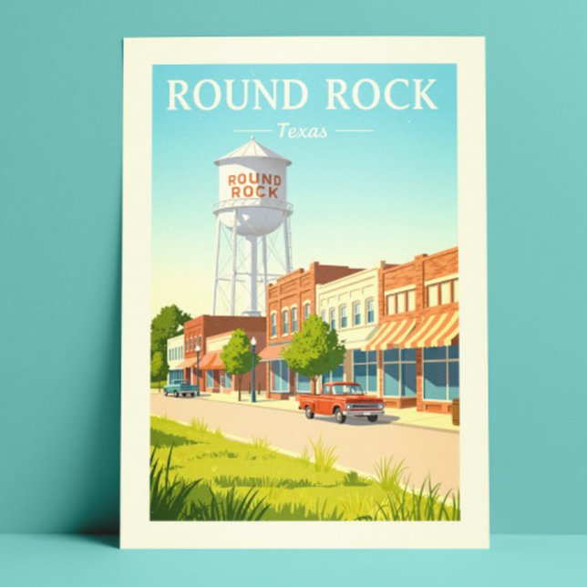 Vintage Round Rock Texas Postkarte (Von Creator hochgeladen)