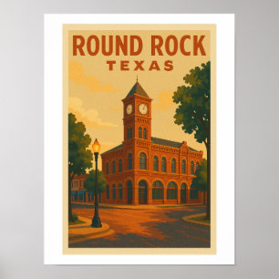 Vintage Round Rock Texas Reiseplakat Poster
