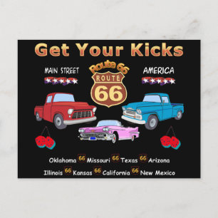 Vintage Route 66 der 50er Jahre Postkarte