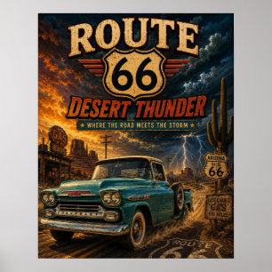 Vintage Route 66 Desert Thunder Retro-LKW  Poster
