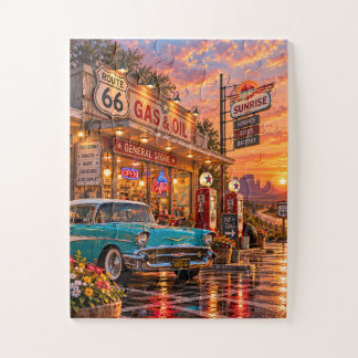 Vintage Route 66 Gas Station Jigsaw Puzzle