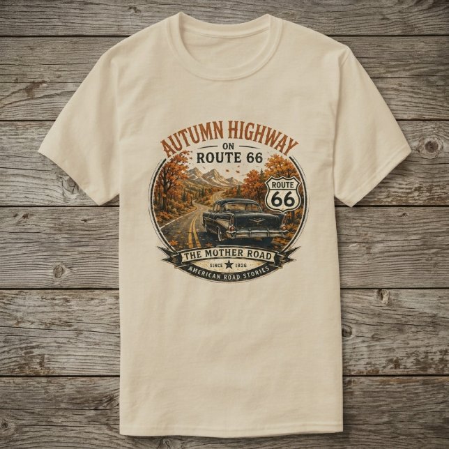 Vintage Route 66 Herbststraße T-Shirt (Von Creator hochgeladen)