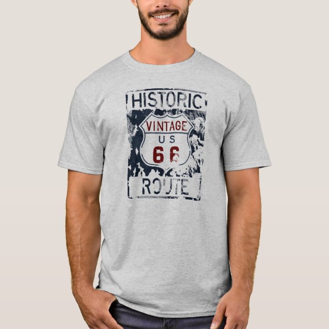 Vintage Route 66 Historische Straßenkarte T-Shirt (Vorderseite)