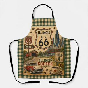 Vintage Route 66 Illinois Kaffee Schürze