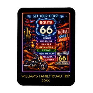 Vintage Route 66 Individuelle Familienferien Magnet