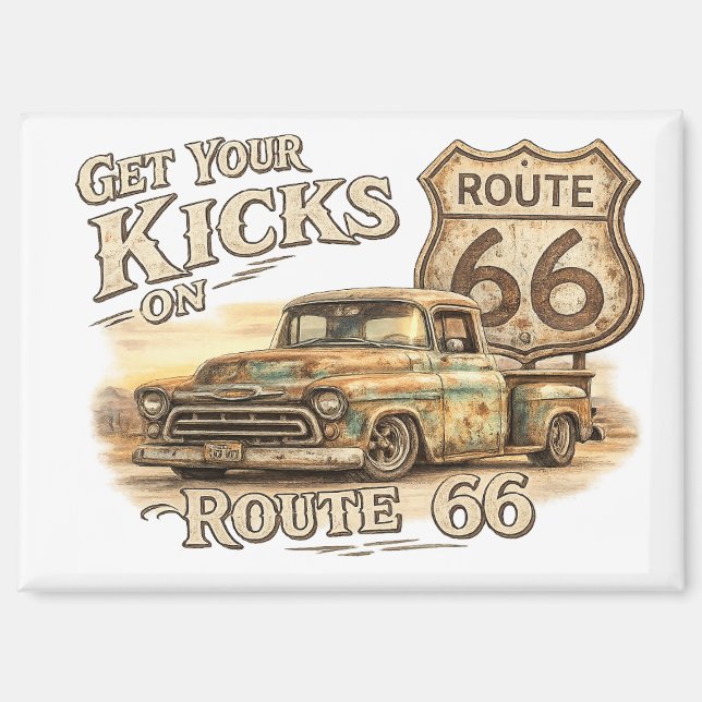 Vintage Route 66 Kühlschrankmagnet | Magnet (Vorderseite)