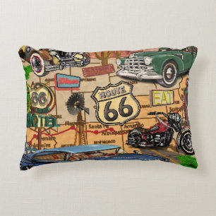 Vintage Route 66, nostalgischer Poster. Dekokissen
