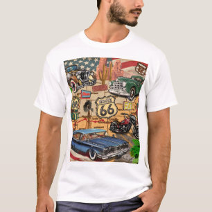 Vintage Route 66, nostalgischer Poster. T-Shirt