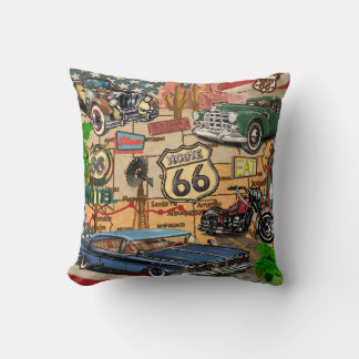 Vintage Route 66, nostalgisches Poster. Kissen