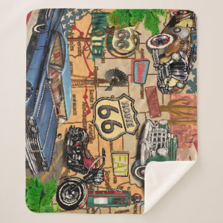 Vintage Route 66, nostalgisches Poster. Sherpadecke