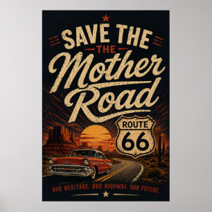 Vintage Route 66 Oldtimer-Wüsten-Erhaltung Poster