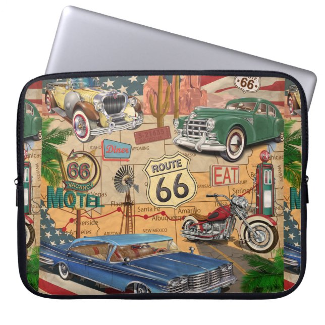 Vintage Route 66 Poster. Laptopschutzhülle (Vorderseite)