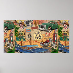 Vintage Route 66 Poster. Poster