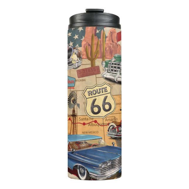 Vintage Route 66 poster. Thermosbecher (Vorderseite)
