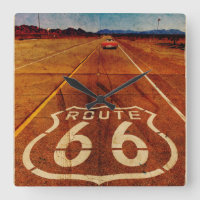 Vintage Route 66 Square Wall Clock