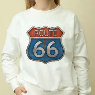 Vintage Route 66 T-Shirt Retro-Straßenschild-Ges Hoodie