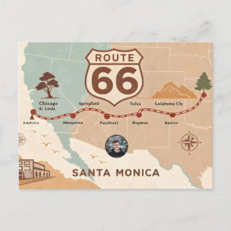 Vintage Route 66 USA Map Postkarte