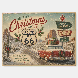 Vintage Route 66 Weihnachts-Kühlschrank-Dekor Magnet