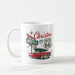 Vintage Route 66 Weihnachtsklassiker Rotes Auto Fe Kaffeetasse