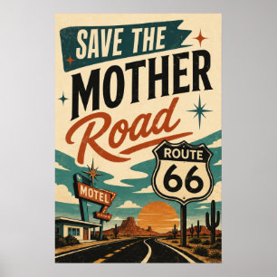 Vintage Route 66 Wüsten-Motel Highway Americana Poster