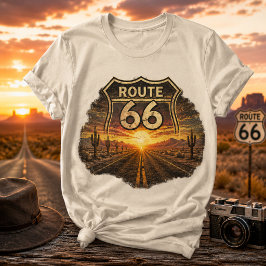 Vintage Route 66 Wüsten-Sonnenuntergang Retro Amer T-Shirt