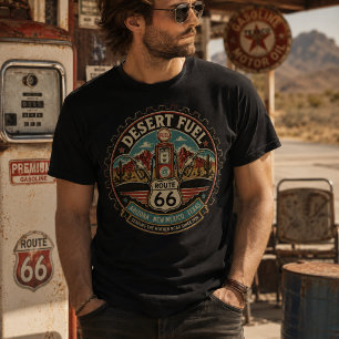 Vintage Route 66 Wüsten-Tankstellen-Mechaniker-T-S T-Shirt