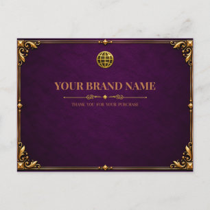 Vintage Royal Amethyst Lila Gold Lieferschein Postkarte