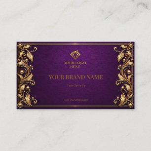 Vintage Royal Amethyst Purpur Gold Ohrringkarte Visitenkarte