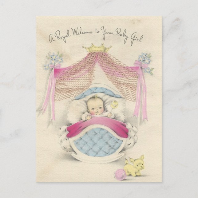 Vintage "Royal Baby Girl" Postkarte (Vorderseite)