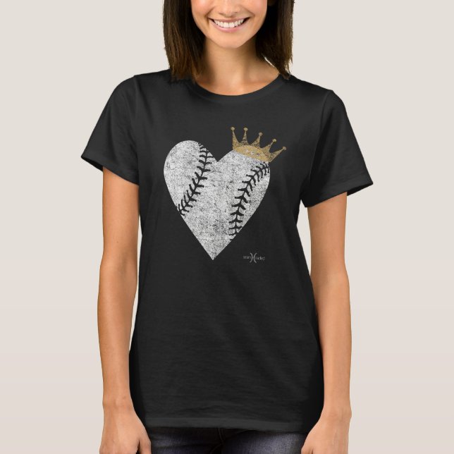 Vintage Royal Baseball Heart With Crown T-Shirt (Vorderseite)