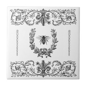 Vintage Royal Bee Kranz Fleur de Lis Rolle Fliese