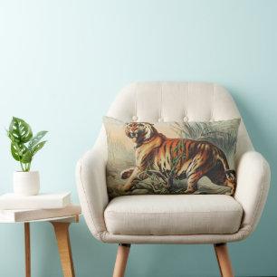 Vintage Royal Bengal Tiger Naturalist Kunst Druck Lendenkissen