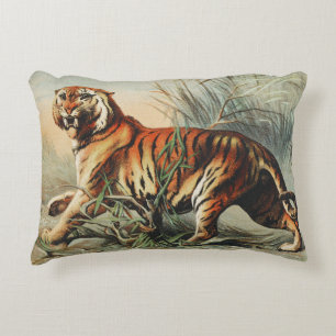 Vintage Royal Bengal Tiger Naturalisten-Kunstprint Dekokissen