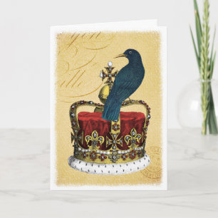 Vintage Royal Crown und Rabe Karte