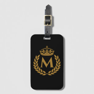 Vintage Royal King Goldene Krone Name Initial Schw Gepäckanhänger
