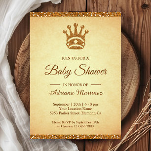 Vintage Royal Princess Gold Glitter Baby Shower Einladung