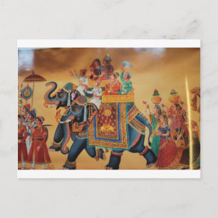 VINTAGE ROYALE INDISCHE HOCHZEITSPROZESSION ELEFA POSTKARTE